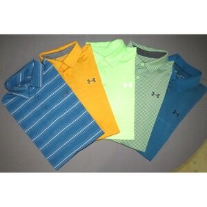 Lot of 5~ Under Armour Heat Gear Stretch Polo Golf Shirts‎ Men's Medium
